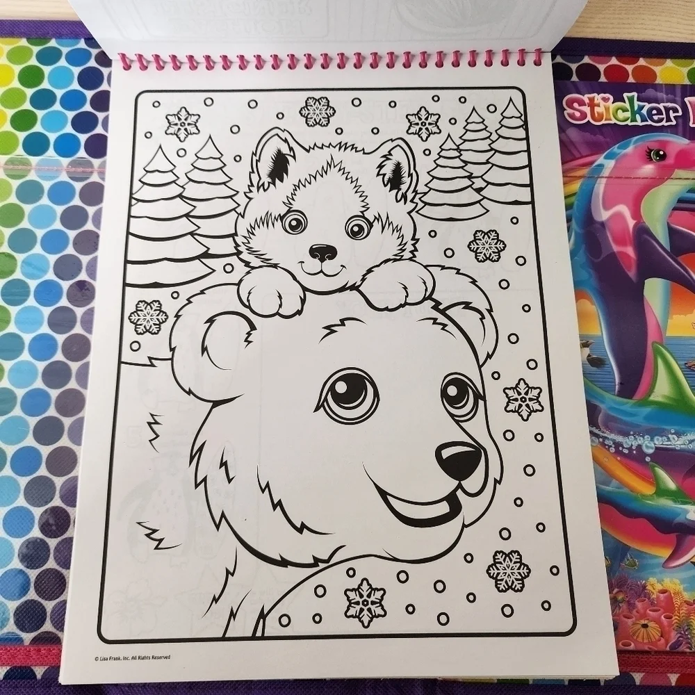 Lisa Frank Tri Fold Portfolio Art Sticker Case
